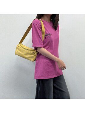 Chanel New Travel Line CC Logo Box Shoulder Bag Nylon Yellow Seal Vintage